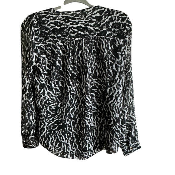 Calvin Klein Black and White Blouse - Tunic Women's Top with Rolled Sleeves XS - Picture 4 of 8